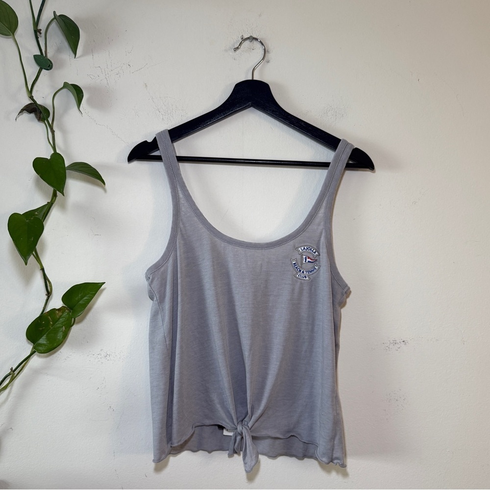 Chaser Gray La Jolla Patch Tied up Tank Top -  New Preppy - Nautical Campy